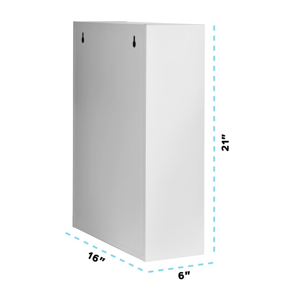 AdirMed Locking Medicine Cabinet Wall Mounted First Aid Cabinet with Lock, Lockable Wall Medicine Cabinet with Dual Lock and Dual Keys, 21" H x 16" W x 6" D, White
