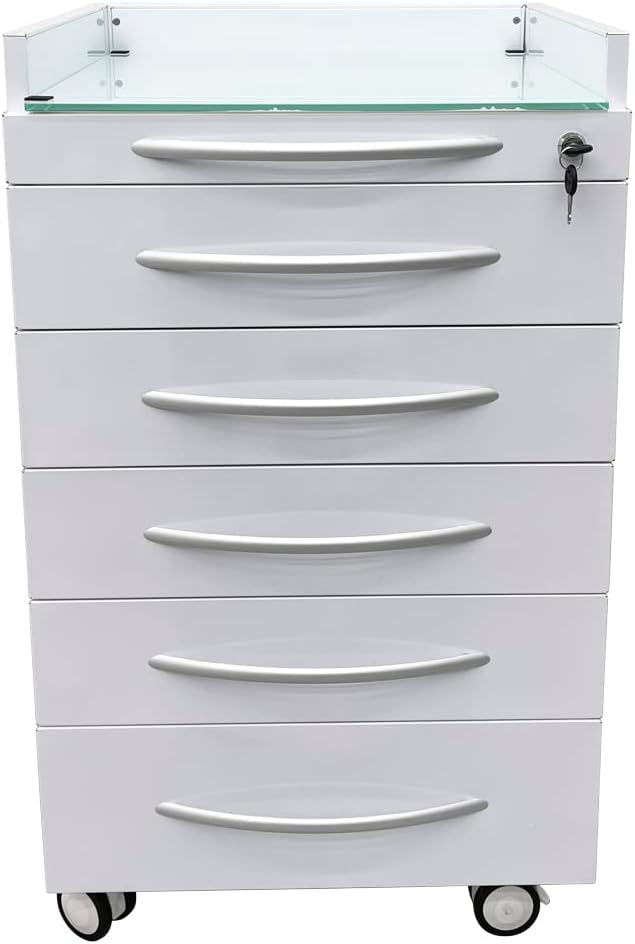 5-Drawer Mobile Dental Cart Medical Trolley with 2 Partition Tarys