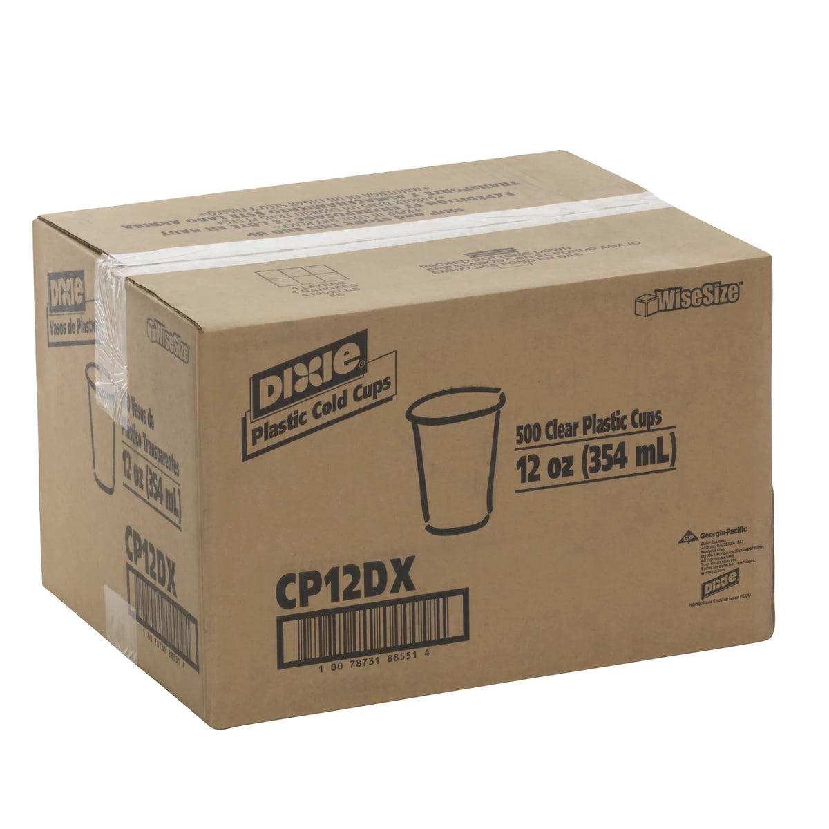 Dixie® (Cp12Dx) 12 Oz. Plastic Cold Cups By Gp Pro (Georgia-Pacific), Clear, 20 Sleeves Of 25 Cups (500 Cups Total)