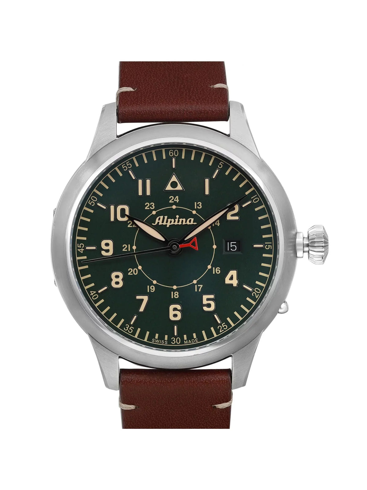 Alpina Pilot Heritage Startimer 44Mm Steel Green Dial Mens Watch Al-525Kbg4Sh6