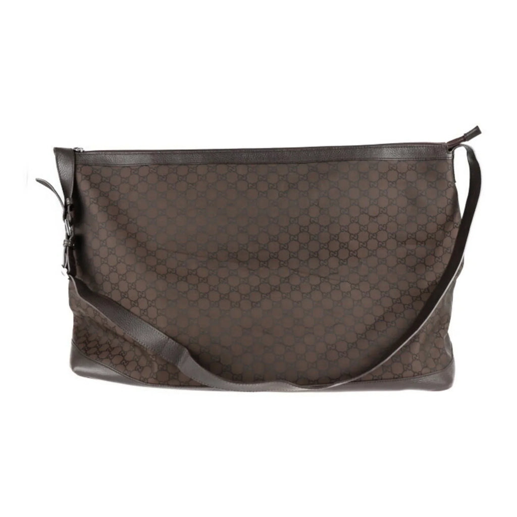 (Good) 105669 Boston GG Pre-Owned Bag Leather Shoulder Nylon Travel Brown