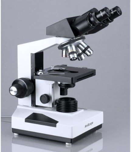 AmScope B490B Compound Binocular Microscope, Brightfield, White