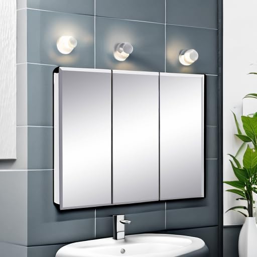 Design House Cyprus Tri-View Medicine Cabinet, 36", White