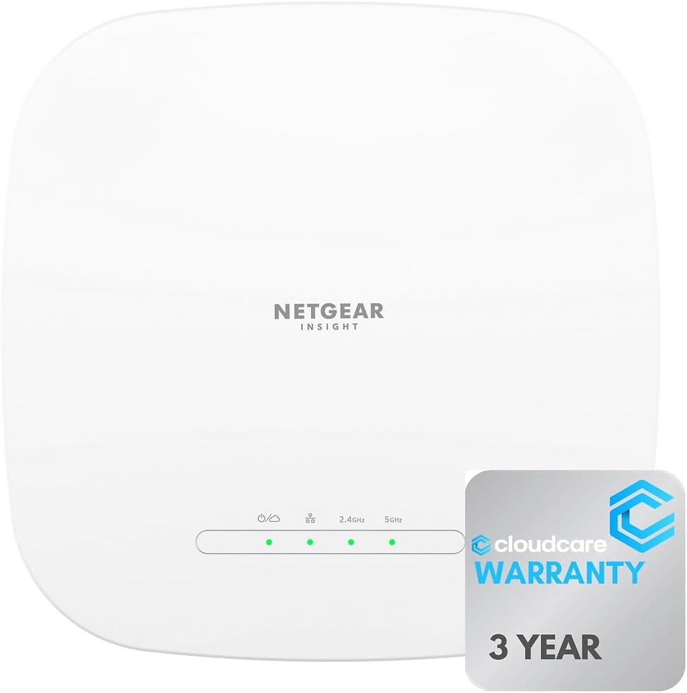 NETGEAR Cloud Managed Wireless WiFi 6 Access Point WAX620 | Up to 256 Client Devices | AX3600 Speed | PoE+ Powered | Cloud Care's 3-Year Warranty SupportPlus Included