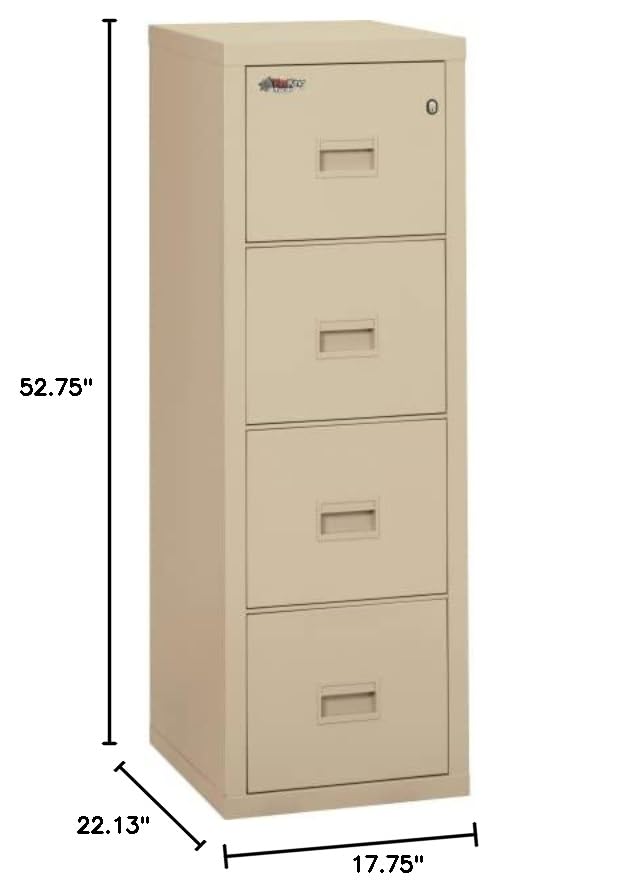 FireKing Turtle Vertical 4 Drawer Fire Rated File Cabinet, Platinum