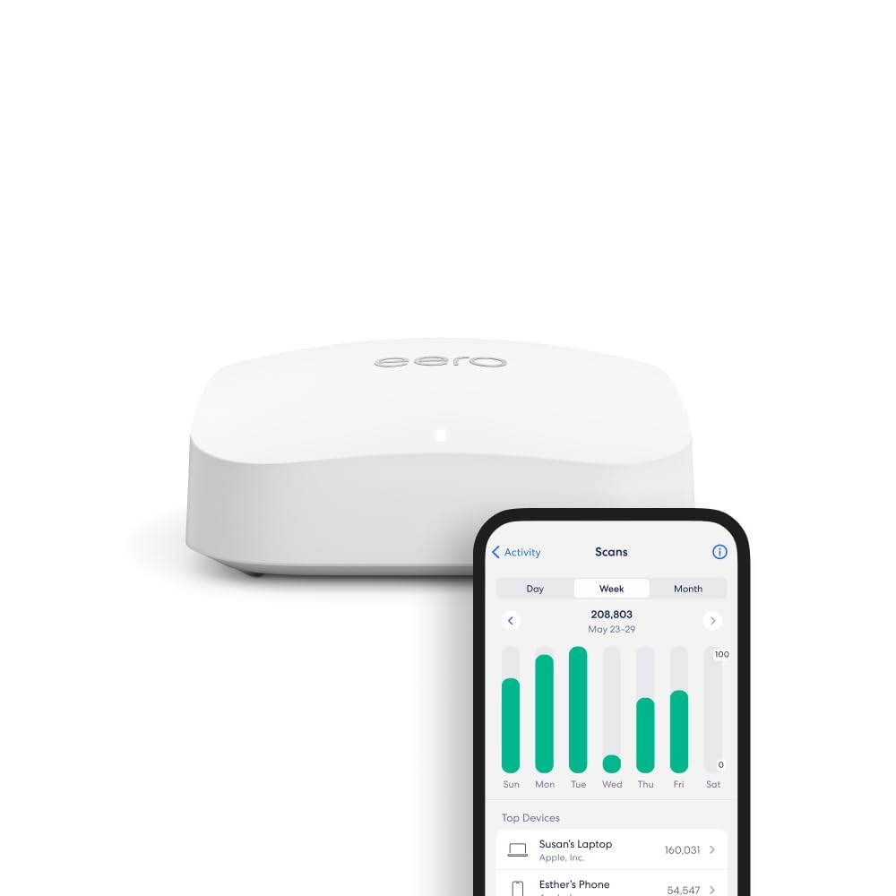 Amazon eero Pro 6E mesh wifi router - Supports internet plans up to 2.5 Gbps, Coverage up to 2,000 sq. ft., Connect 100+ devices, 1-pack