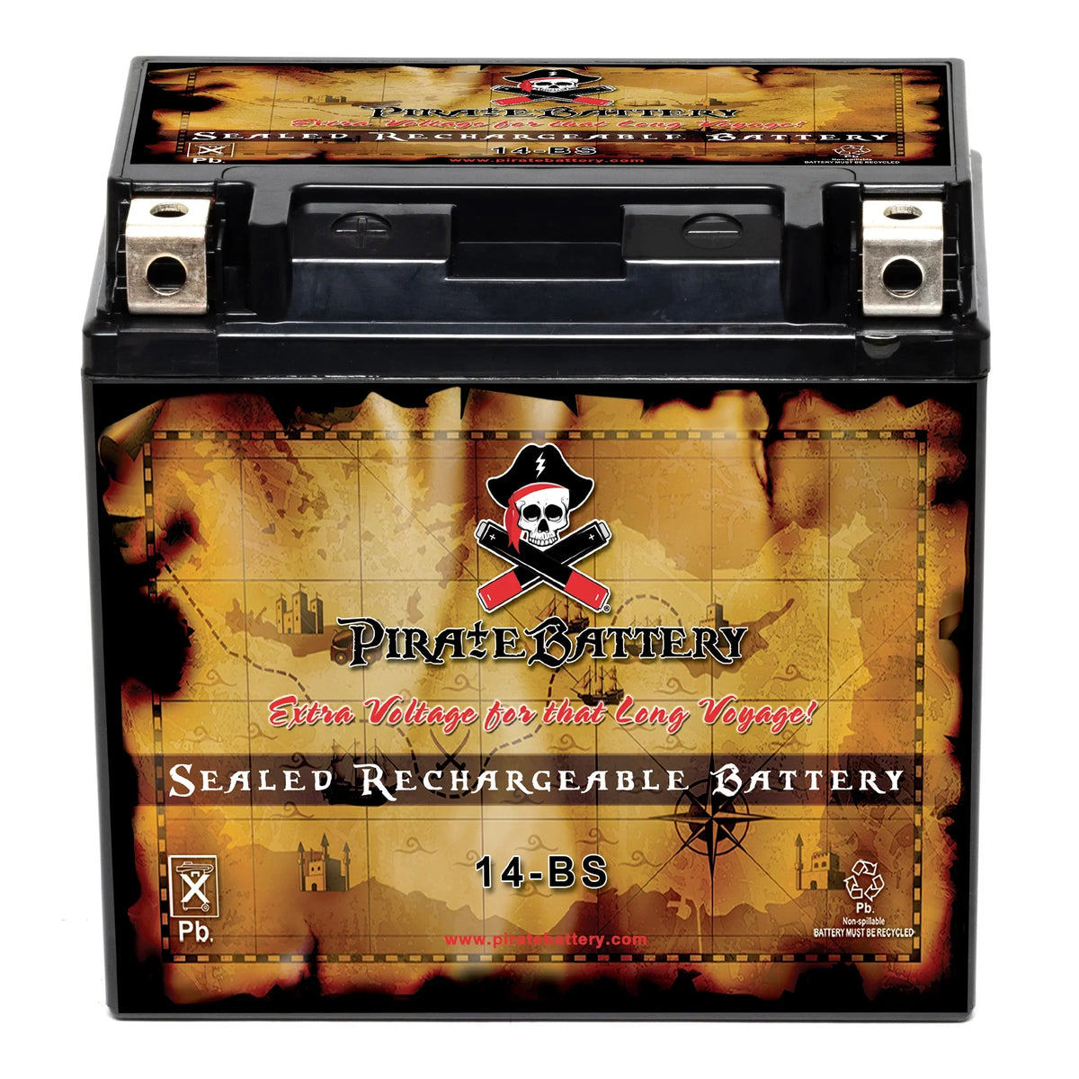 Pirate Battery Ytx14-Bs (14-Bs 12 Volt,12 Ah, 200 Cca) Motorcycle Battery For Honda 1100Cc Vt1100C, C3, T Shadow (Spirit, Aero, A. C. E. Tourer) 2005