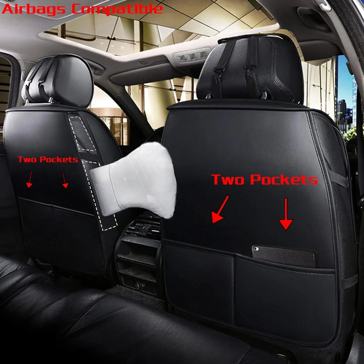 Kabuqi Guc Ci,Same Model High-End Luxury Seat Covers Full Set Leather Fit Automotive Seat Covers & Accessories For 5 Seat Cars Suv Pick-Up Trucks, Pillows And Steering Wheel Cover Included(Gray)