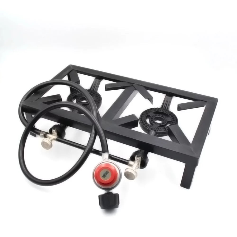 Nebublu for Camping Iron Stove Propane Gas Cooking Cast Double BBQ Patio Standard) (