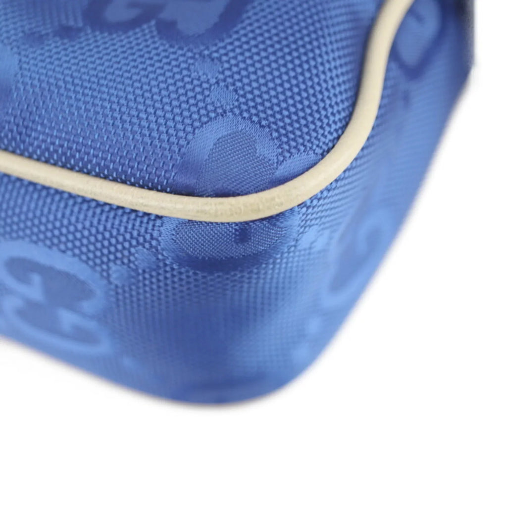 Off Beige Leather The Waist Shoulder Blue (Like Japan Grid Pouch Bag 631341 Belt Limited Nylon One New) Body Pre-Owned