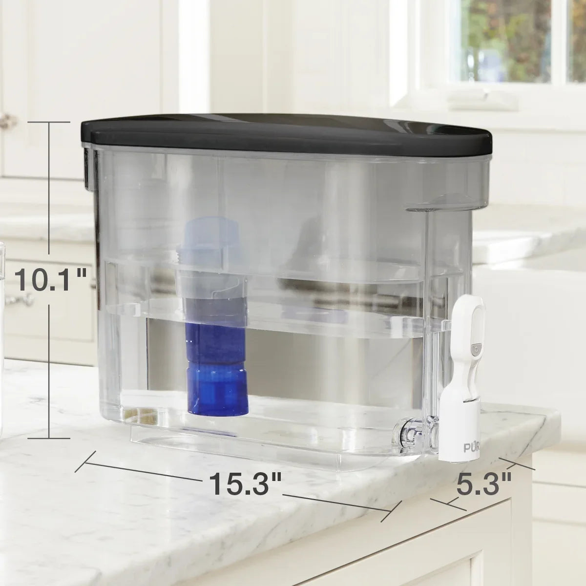x Smoke, liquid Dispenser W x DS1810BA 5.3", System, Filter 10.1" PUR 15.3" 30-Cup L PLUS H