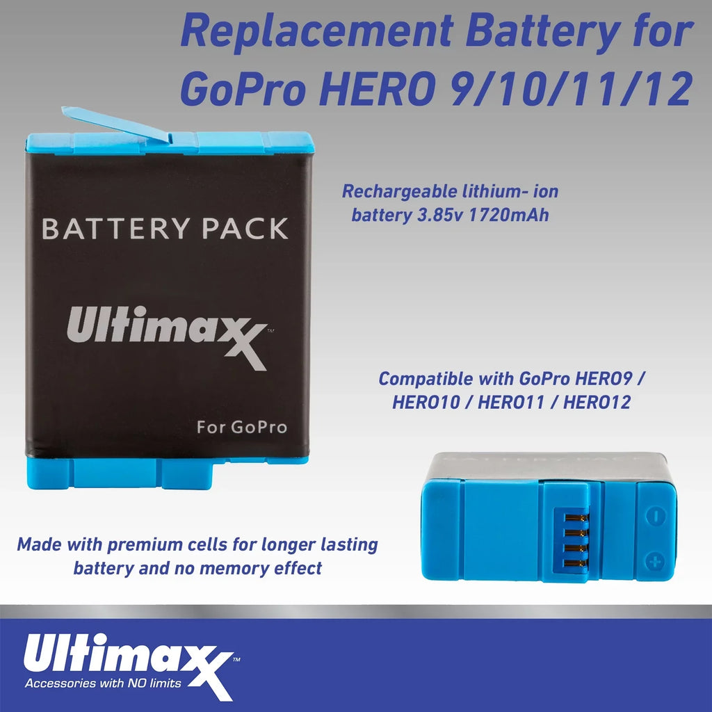 Camera GoPro Bundle Bundle) - liquid-Resistant Starter Case Replacement 12 Hero & Battery, Includes: More Action (20pc 1x Ultimaxx
