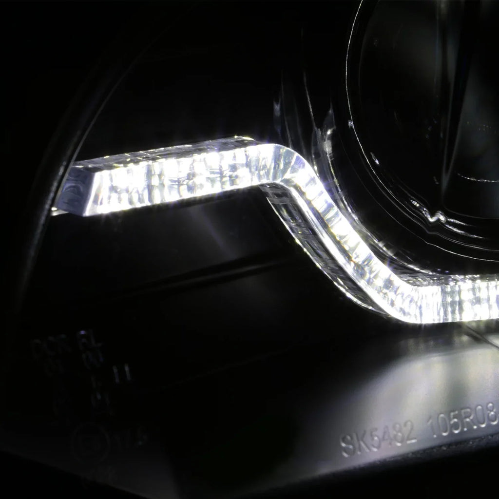 Akkon - For 2007-2010 Bmw E70 X5 Hid [W/ Afs Model] Led Halo Drl Projector Black Headlights Driver Left+Passenger Right Pair