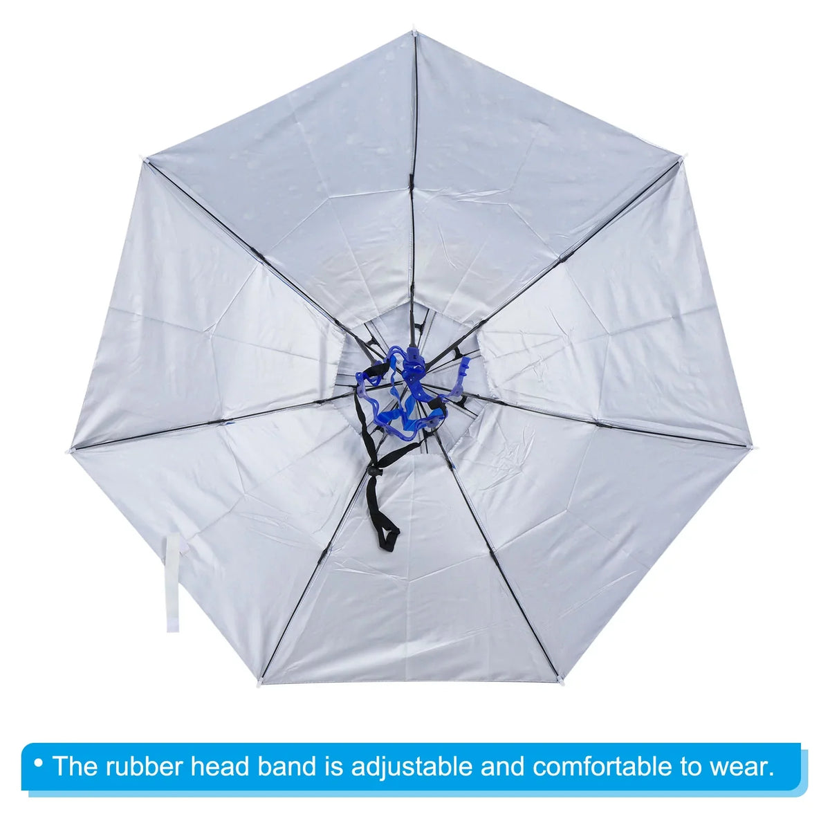 Rain Double Sun Uxcell Layer Cap Hat, Head OD Strip, 37.4" Umbrella with Oxford Fabric Folding Blue