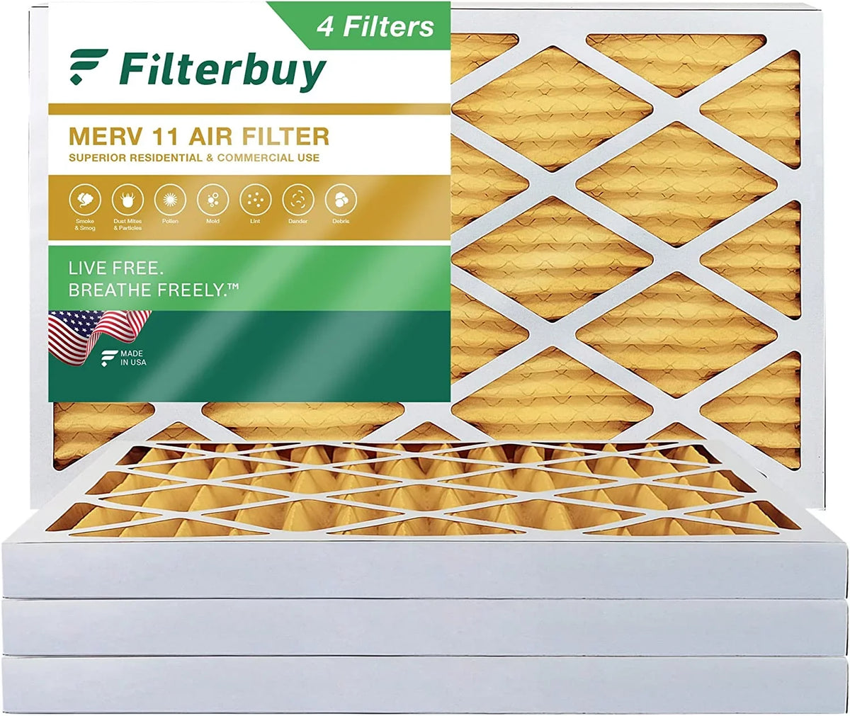 Filterbuy 8x20x2 Filters AC Pleated HVAC 11 Furnace Air MERV (4-Pack)