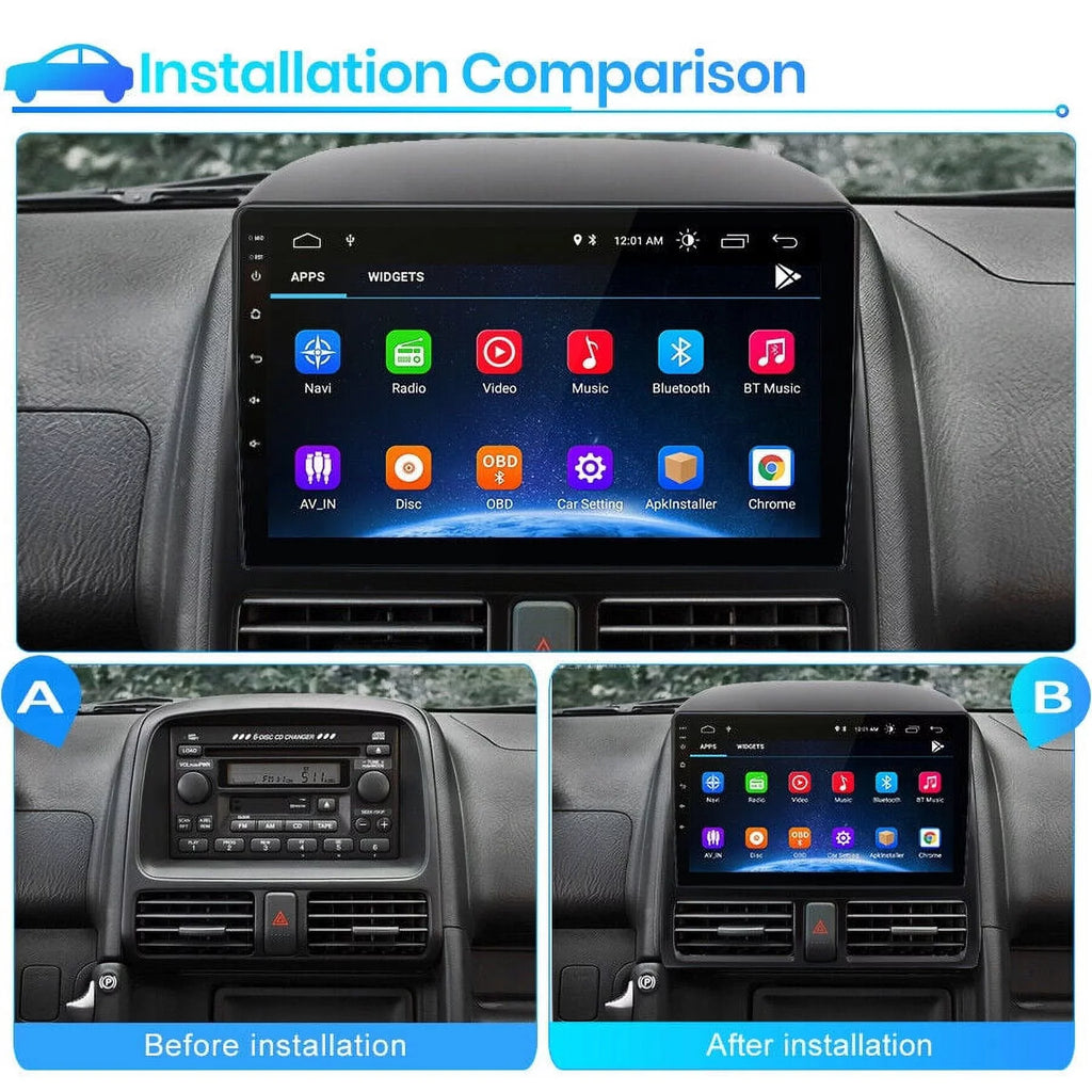 Navigator 2001 GPS WiFi for Screen 2003 CRV 2002 Radio 2004 Car Honda Touch Mirror Android 9 Inch 2005 FM 2006,1+32GB Bluetooth Link Auto with Carplay AWESAFE Radio Stereo
