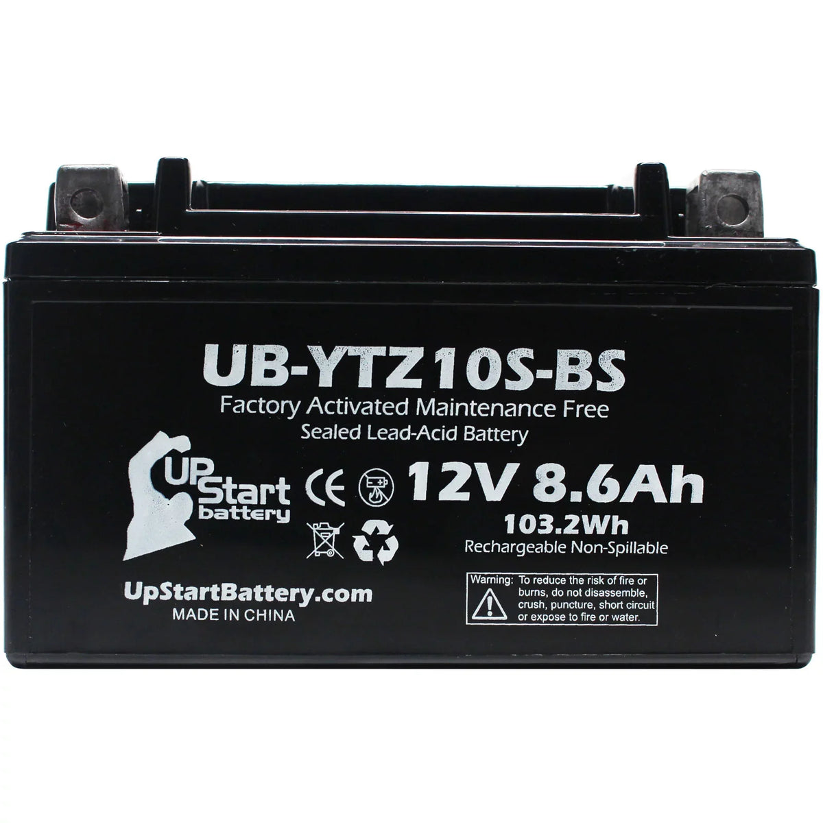 2-Pack Upstart Battery Replacement 2011 Yamaha Yzf-R1 1000Cc Factory Activated, Maintenance Free, Motorcycle Battery - 12V, 8.6Ah, Ub-Ytz10S-Bs