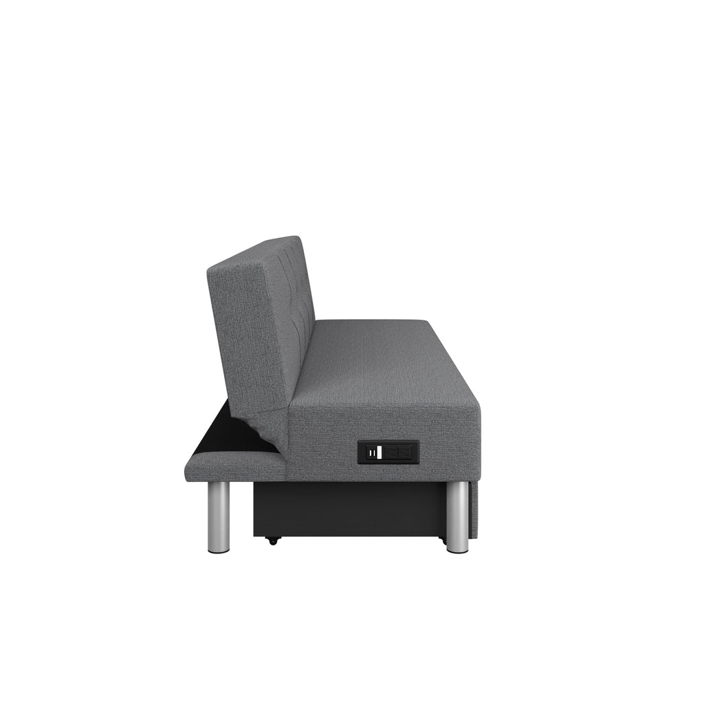 Fabric with and Serta Windsor Storage Power, Gray Futon