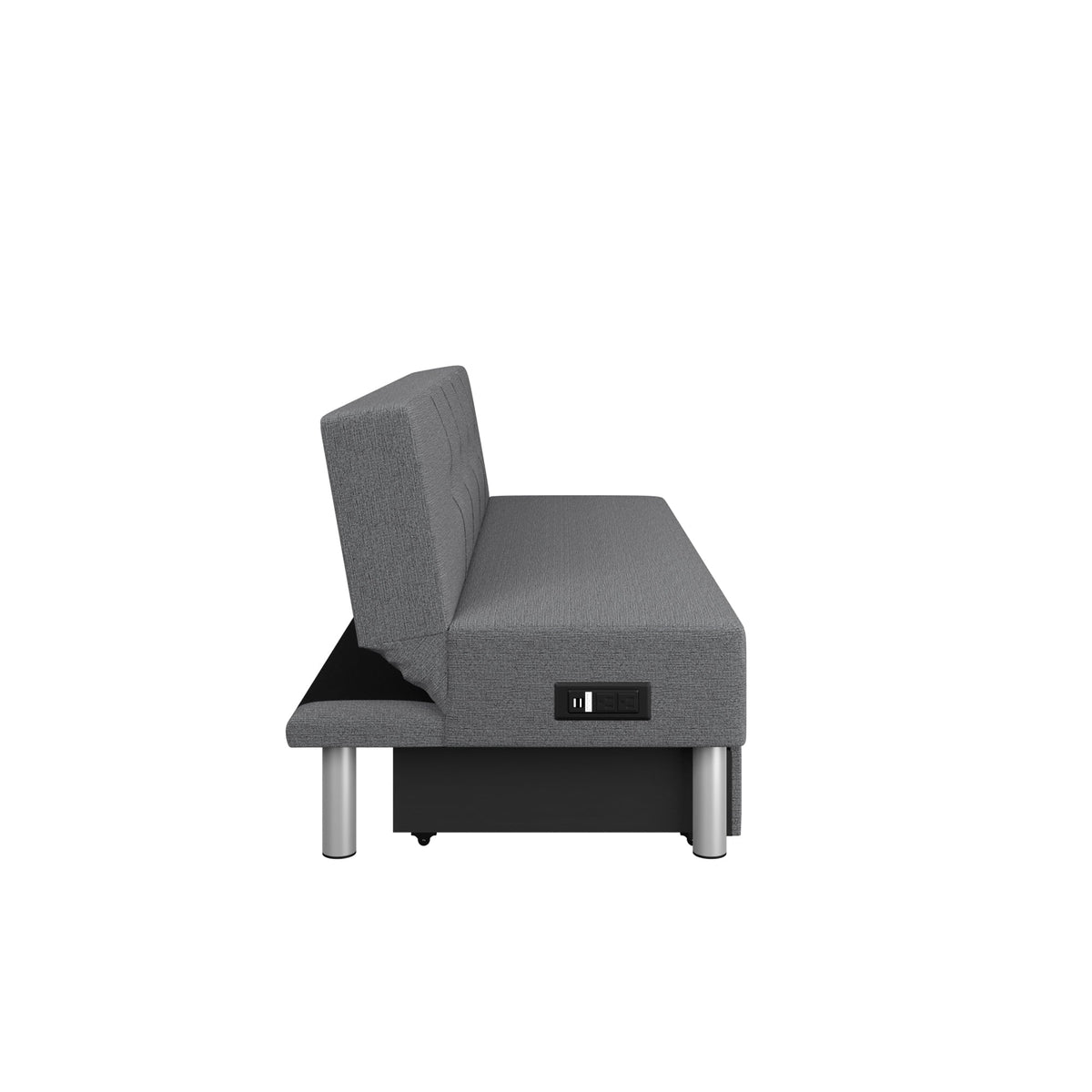 Fabric with and Serta Windsor Storage Power, Gray Futon