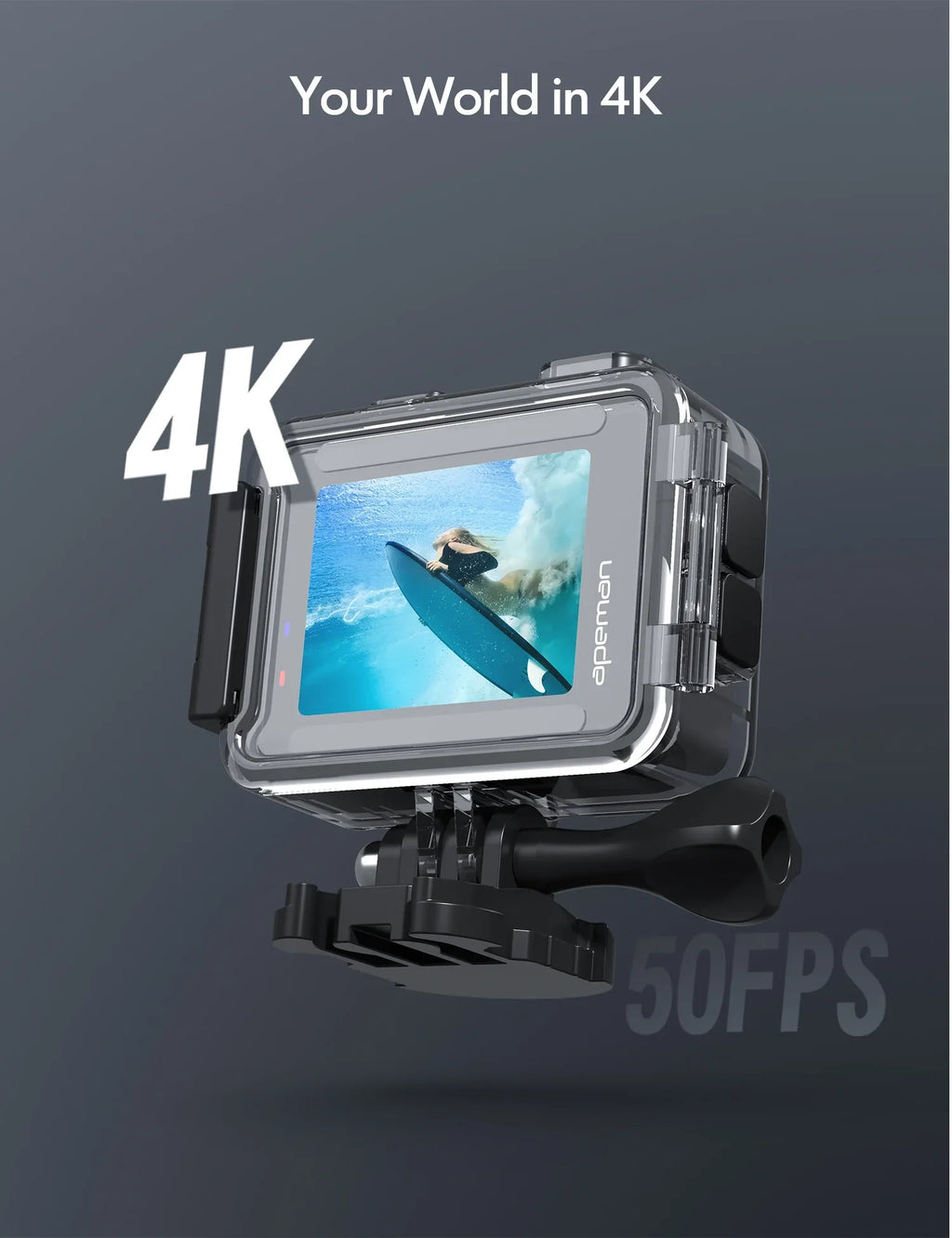 Dual Touchscreen WiFi 4K HD Sports Batteries Camera A100s 20MP APEMAN Action 40M Ultra 50fps mAh 1350
