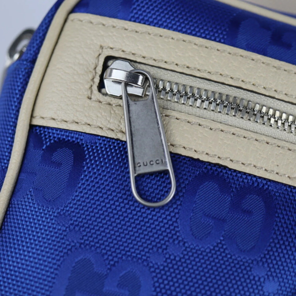Off Beige Leather The Waist Shoulder Blue (Like Japan Grid Pouch Bag 631341 Belt Limited Nylon One New) Body Pre-Owned