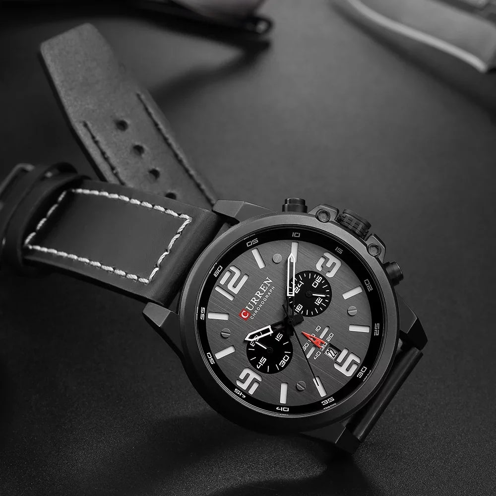 8314 Display Time Leather Minute CURREN Brand Wristwatch Watch Watch Men Quartz Hour Calendar Watch