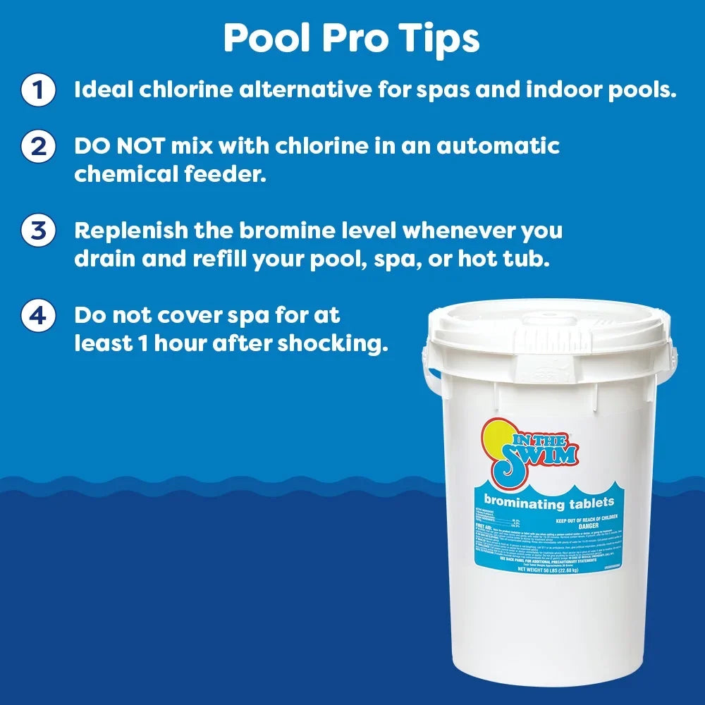 '- Bromine Chlorine 61% In Sanitizer Swim or for Tubs, Odor, Inch Available Low Bromine Spas, Pools The Hot 1 Tablet - 8 Pounds - Swimming Pre-Stabilized, Alternative U038008032AE