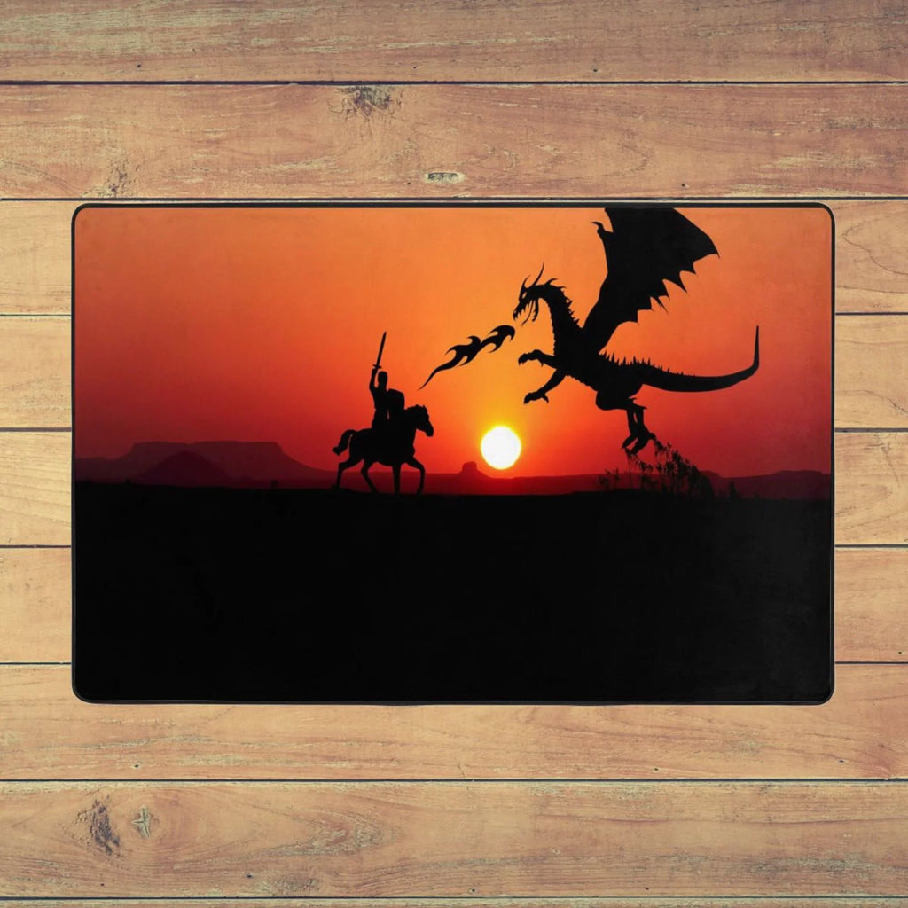 Area Mat Facecloth Sink Dragon Area Entrance Floor Room Rugs Indoor Sunset Non-Slip , exterior for Kitchen Rug Knight 72"x48" Doormat Living ZICANCN