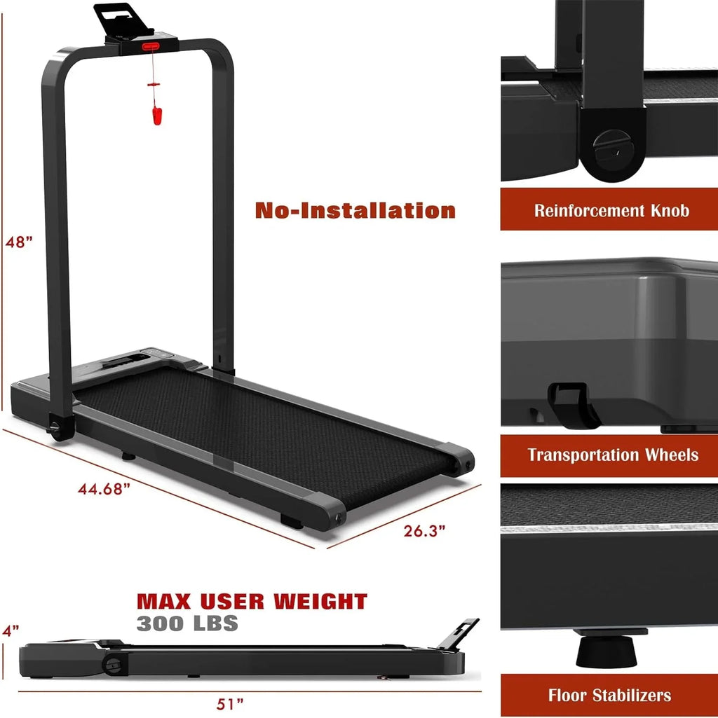 Treadmill, Remote Lb with Home Treadmills Capacity Durable Treadmill, Desk for Installation-Free Control and Walking 300 Under Stable Pad Small,