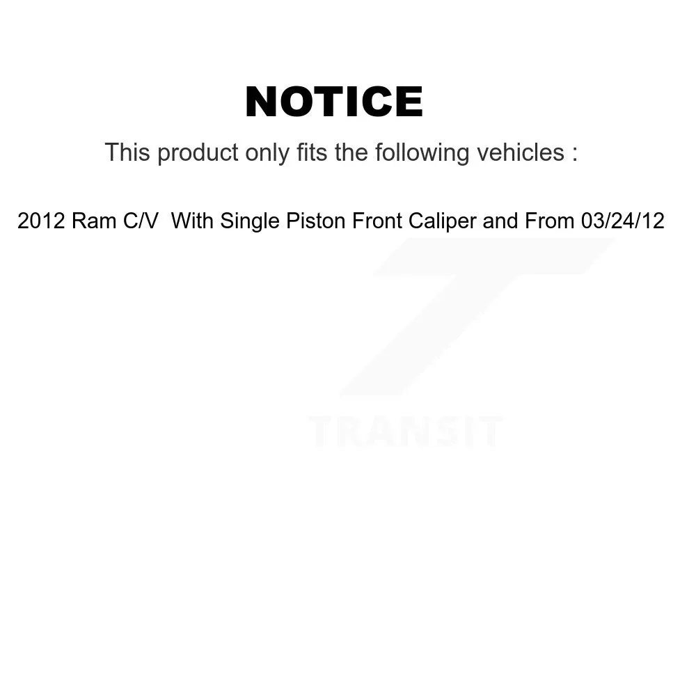 Transit Auto Rear Disc Brake Coated Caliper Drilled Slotted Rotors And Semi-Metallic Pads Kit For 2012 Ram C/V With Single Piston Front From 03 24 12 Kcd-100619S