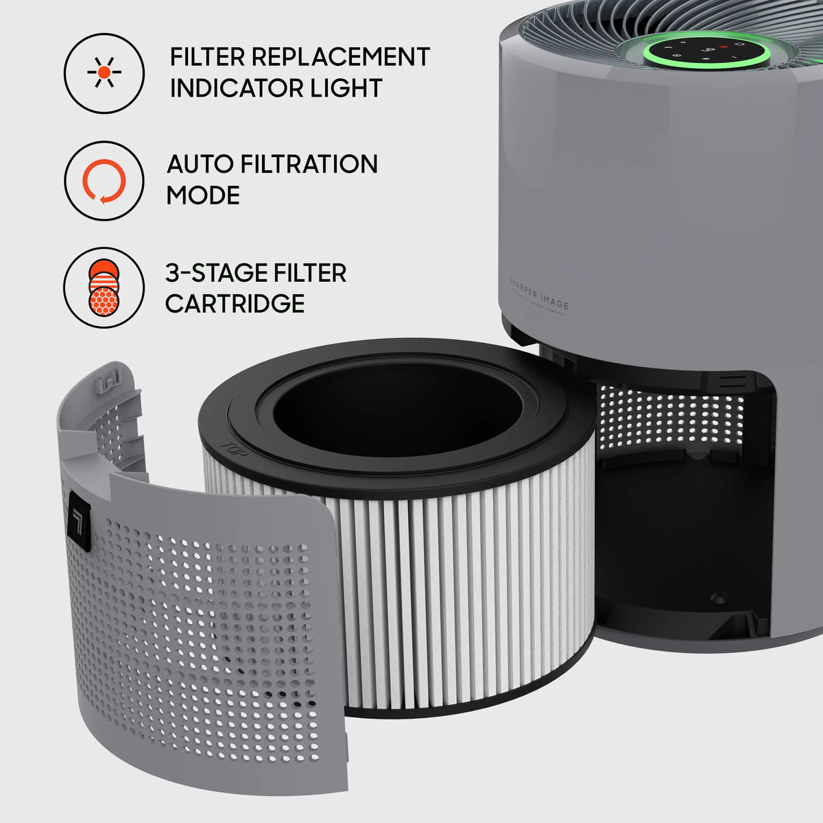 350 Image (New) Sq. Covers Sharper HEPA Ft., Gray Air to True up Purifier,
