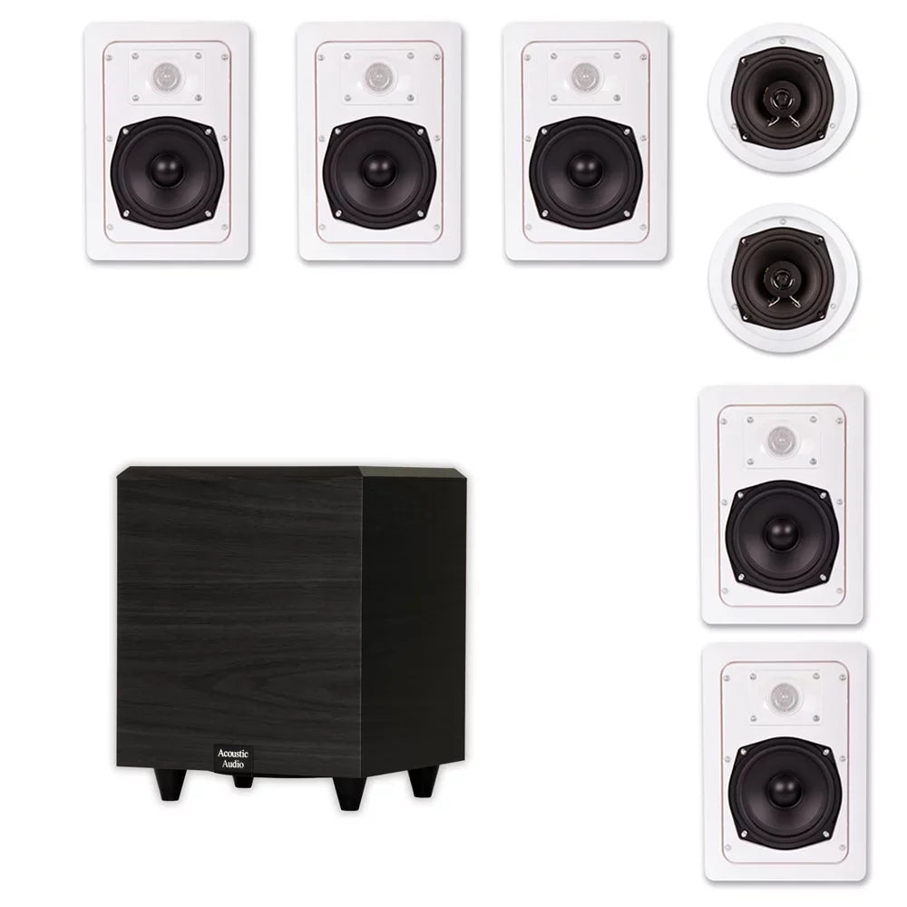 Flush Audio Set Acoustic Speaker 7.1 Mount Sub Speaker and 6" Powered 7 System