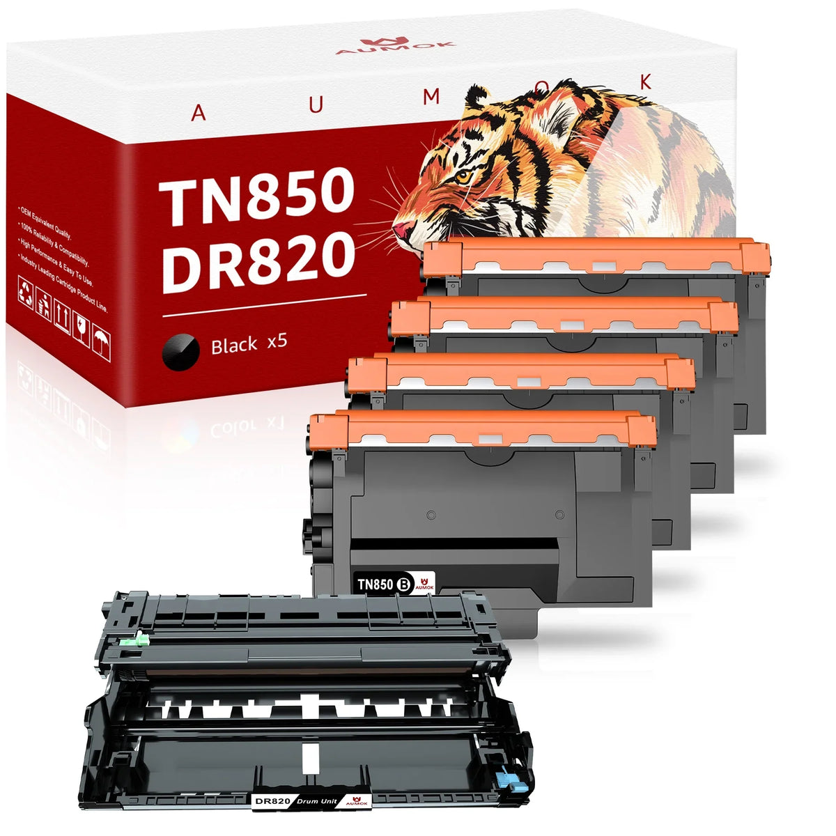 1x with DCP-L5500DN [4x MFC-L5900DW Drum]Compatible HL-L6200DWT + Use Replacement | Toner&Drum MFC-L5800DW Printers, TN-850 DR-820 HL-L6200DW black MFC-L5900DW Cartridge Toner