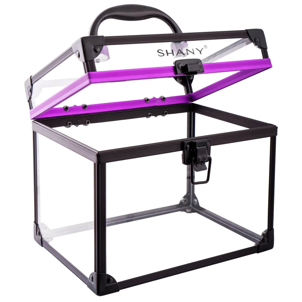 Organizer Case Bag - Large with Train Closure Extra Accents Case Travel and SHANY Makeup - and Toiletry Black/Purple Secure Cosmetics Clear Clear