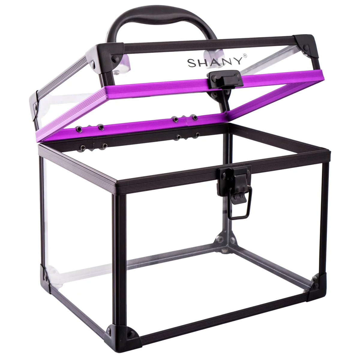 Organizer Case Bag - Large with Train Closure Extra Accents Case Travel and SHANY Makeup - and Toiletry Black/Purple Secure Cosmetics Clear Clear