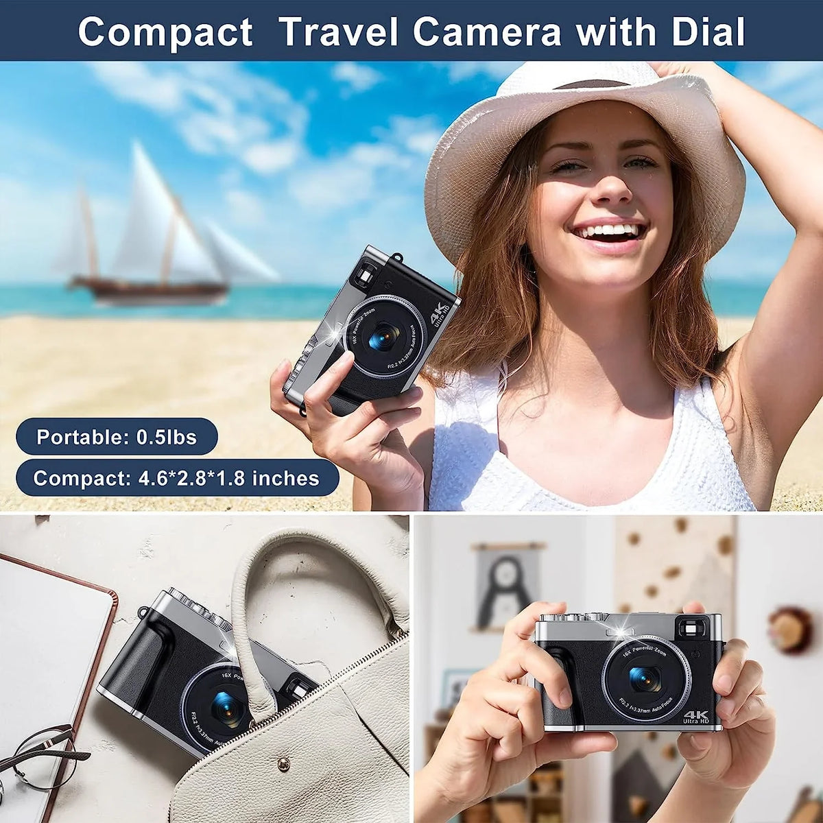 32GB Vlogging for Camera Camera YouTube Video 4K Camera Autofocus SD Photography 4K Digital Card Digital 16X Zoom with for 48MP