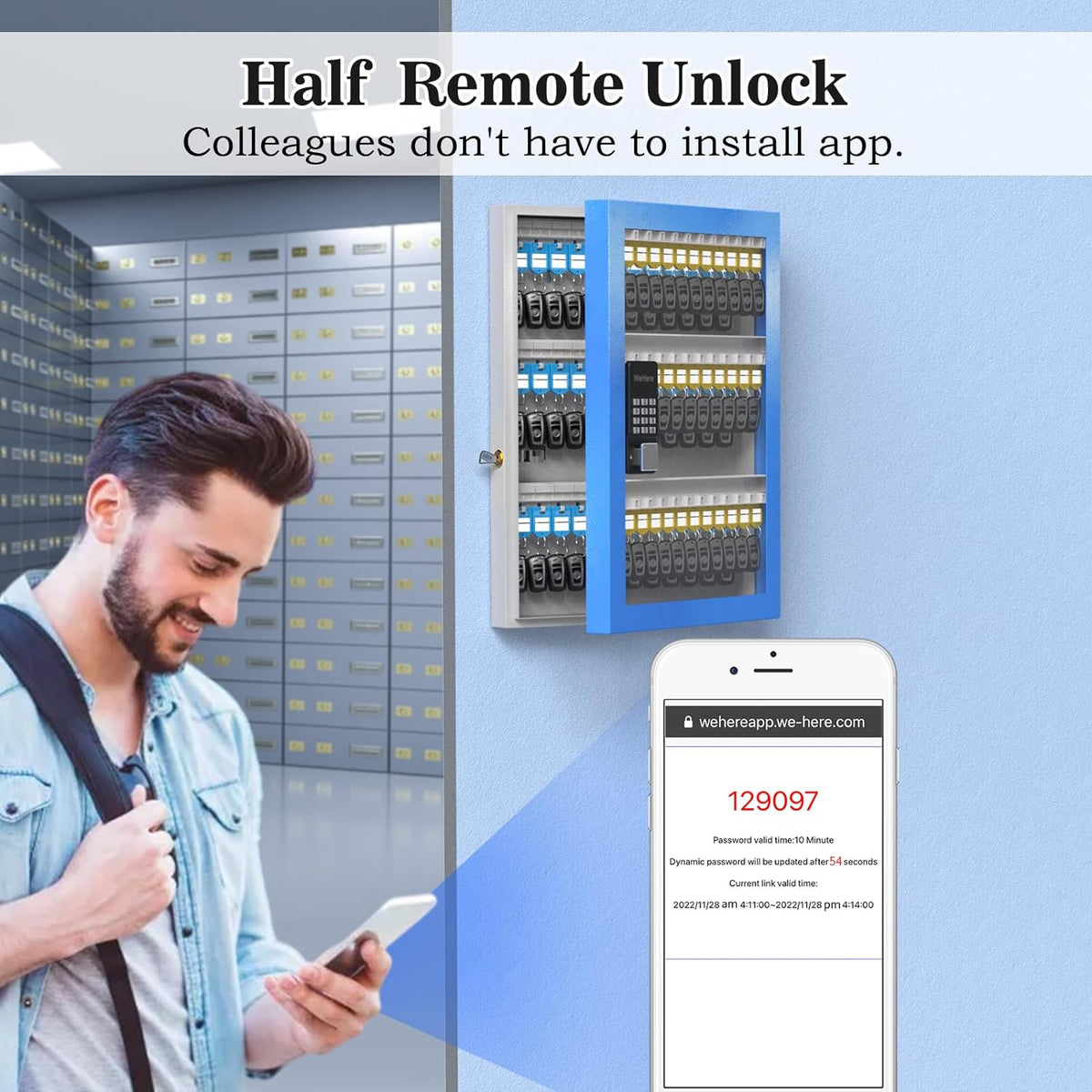 Key Lockbox, Share Key Box Storage Mount, 96 for Car Smart Security Lock Plus, Dealership，， Bluetooth/Fixed OTP Cabinet Wall APP Code Half-Remote