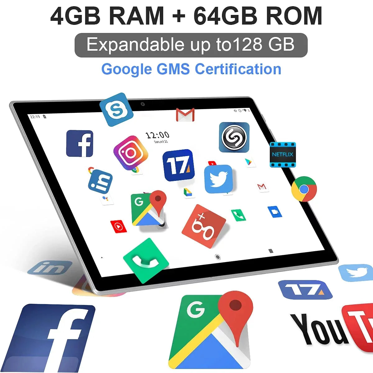Tablet 10 Inch Android Tablet, Android 11 Tablet, 4G Phone Tablet, 2 In 1 Tablet,Tablet With Keyboard,4Gb Ram+64Gb Storage,Octa-Core Processor,Dual 13Mp Camera,Wi-Fi Tablet,Mother'S Day Gift Tablet