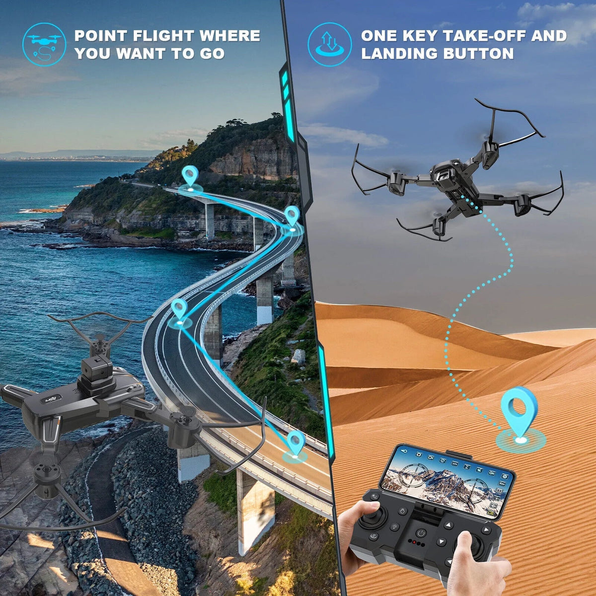HD Avoidance 4K Obstacle Dual Camera Drone Technology JLLOM Design Foldable - Quadcopter with and
