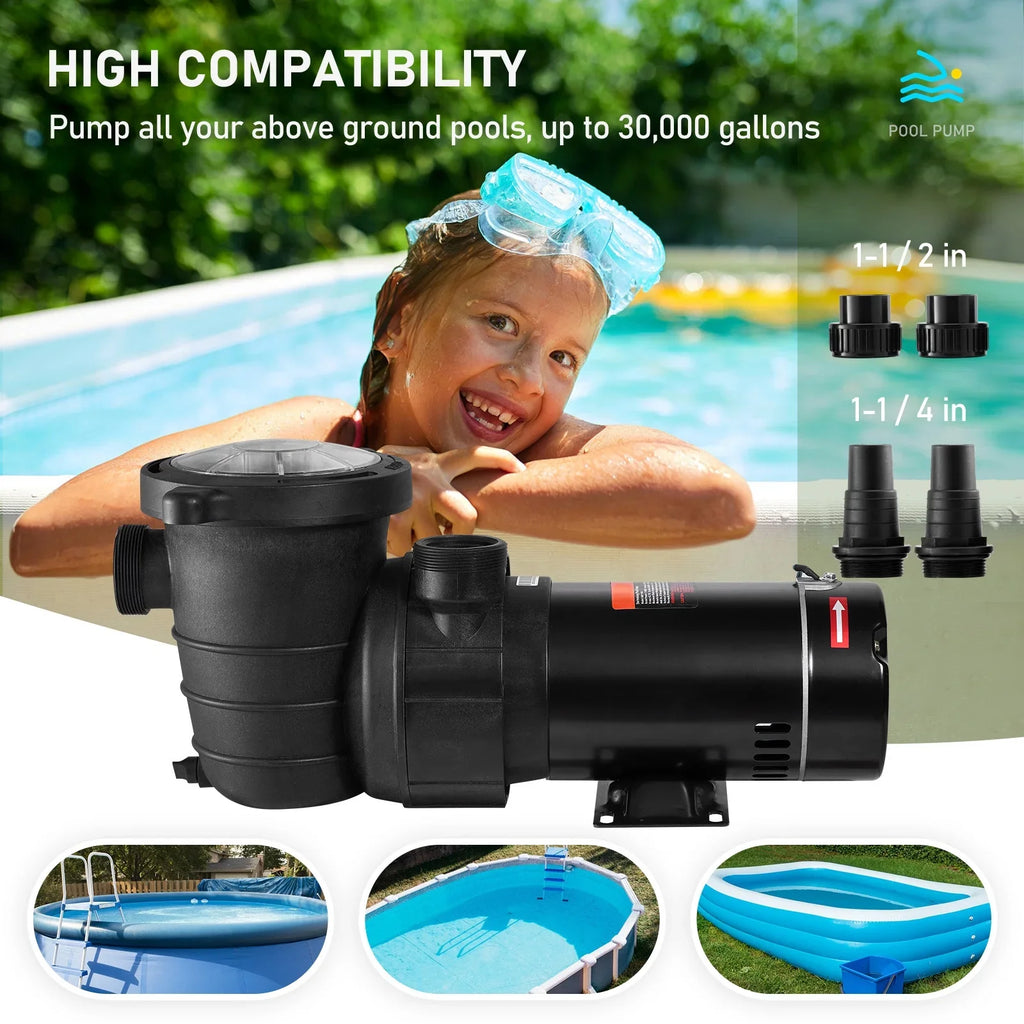 Pool Flow, V, In/ Single Certification 1100 Pump, Swimming ETL Security for Ground Basket, Strainer SKYSHALO Pool Pump 5280 Speed Above HP 115 1.5 W GPH Max. for w/ of