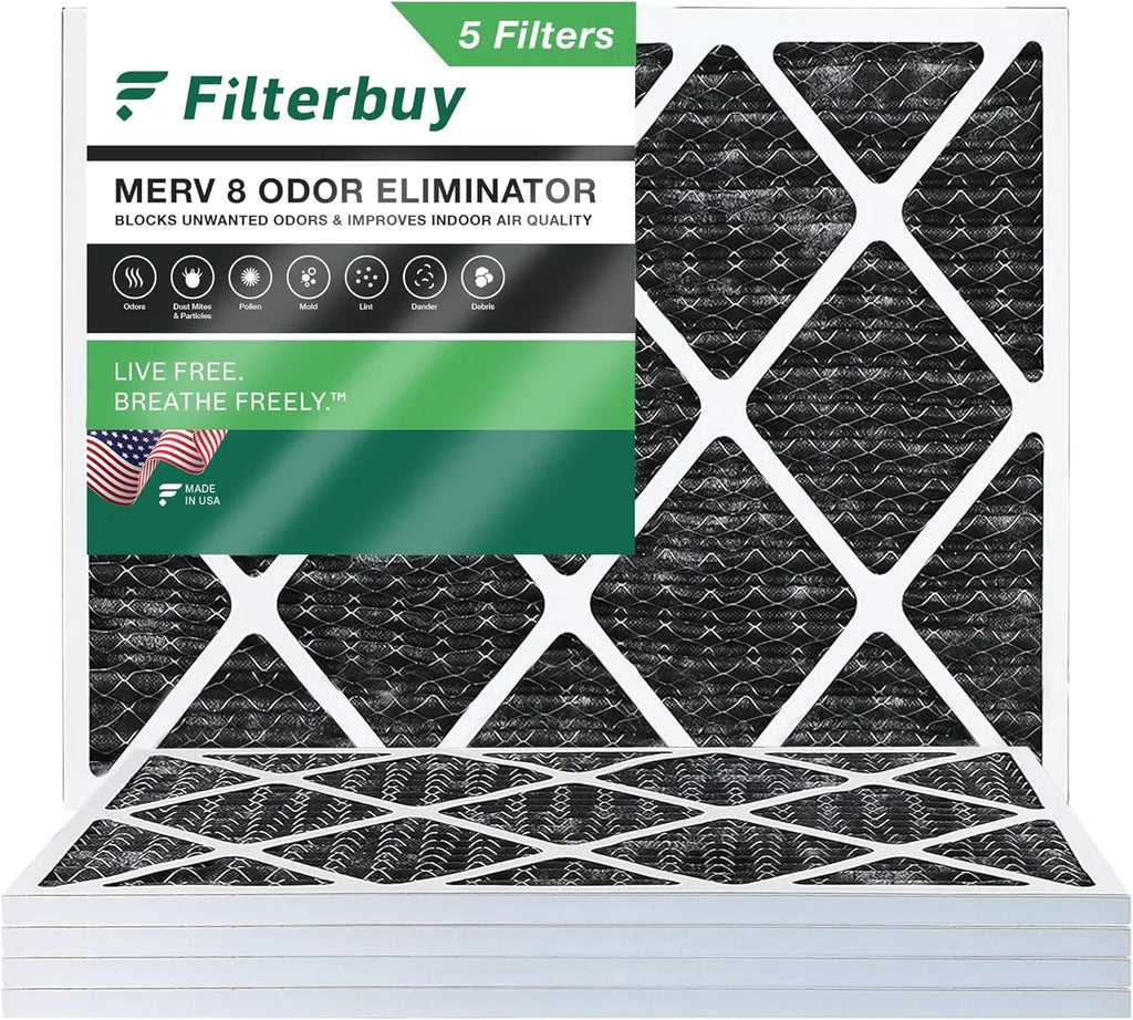 Eliminator Furnace 8 24x25x1 Odor Filterbuy HVAC Pleated with (5-Pack) Activated Air AC Carbon MERV Filters
