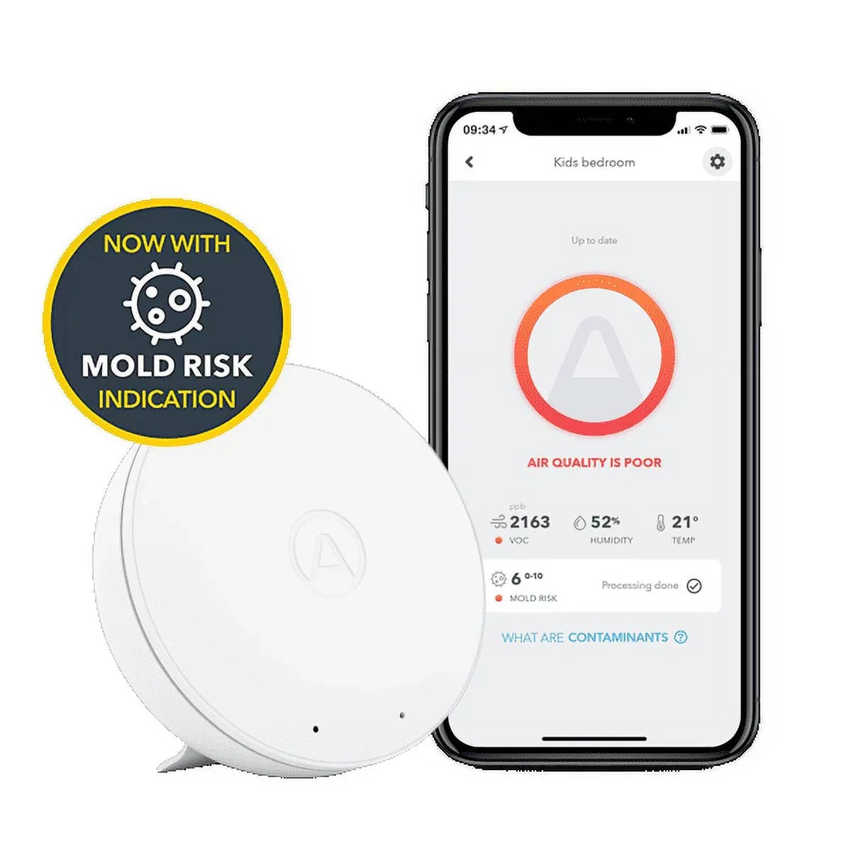 '- Mold-Risk grade Air Indoor Monitor Wave Airthings with Mini Indication