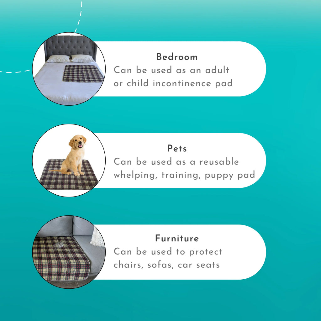 4 Pack Bed Pad Washable Incontinence Underpad - Absorbent Urinary Protection 34 X 36