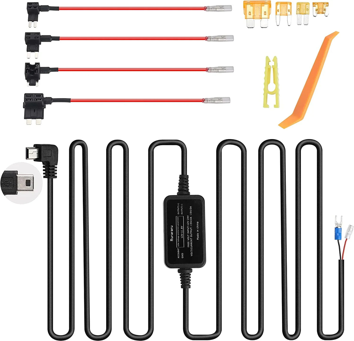 N2 Kit Mini Vantrue Dash Hard Kit USB Dashcam Compatible Camera T2, Pro, Pro, M2，S1 with X4, Car Hardwiring Wire N2, N1