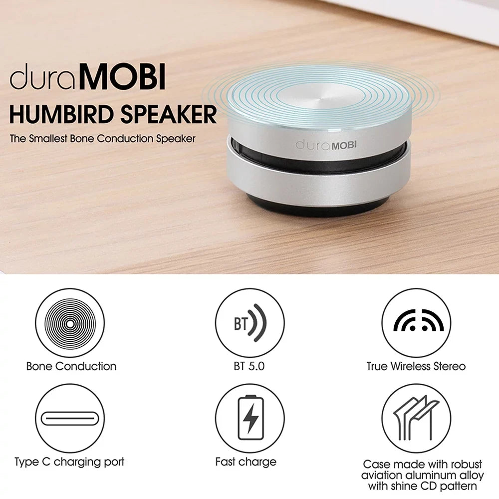 Bone Packs Speaker Speakers Mic Built-in Sound Conduction Loud Mini BT Dura 2 Box Stereo MOBI Wirelessly Sound Portable Silver