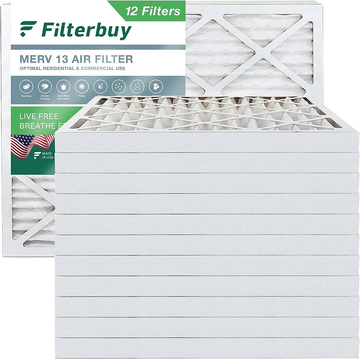 HVAC (12-Pack) Furnace 12x16x2 MERV Pleated Air 13 AC Filterbuy Filters