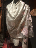 Shawl Vintage Sheer white wrap brocade Styled