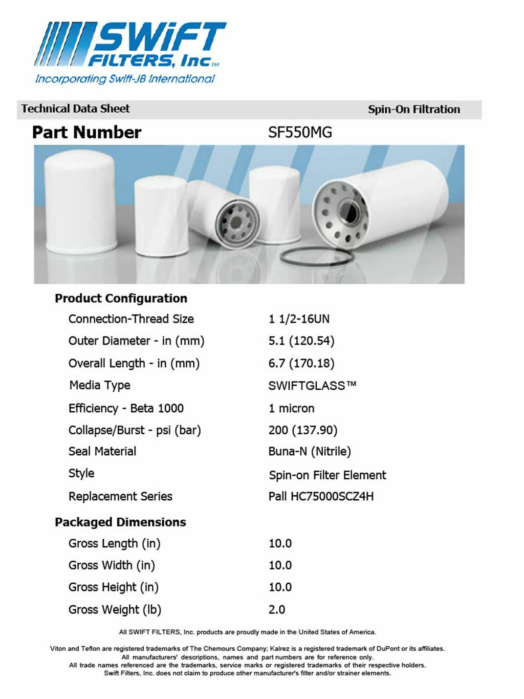 1 Micron Microglass FILTRI MP4773in-On Construction for Element Interchange MP Filter Direct