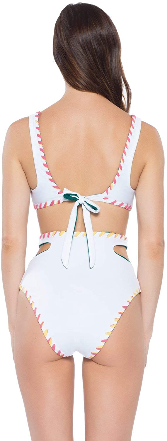 Back Swimwear Reversible L Teal Cut BECCA Tie Top Women's Out