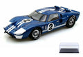 Diecast Car & Display Case Package - 1966 Ford Gt-40 Mk Ii #2, Navy W/ White Stripes - Shelby Sc401 - 1/18 Scale Diecast Model Toy Car W/Display Case